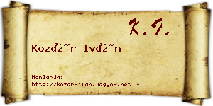 Kozár Iván névjegykártya
