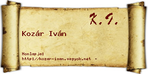 Kozár Iván névjegykártya